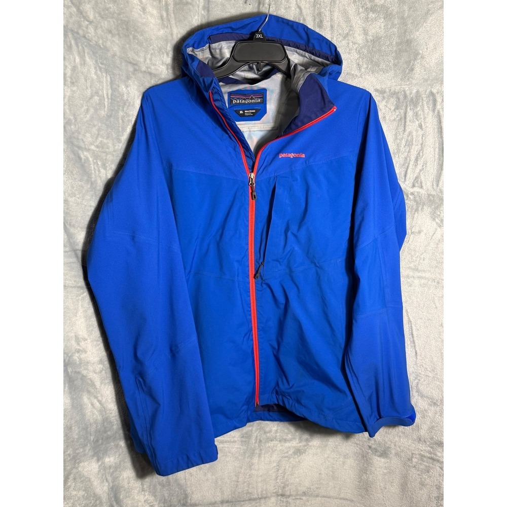 Patagonia Blue Red Zip Up Hooded Shell‎ Jacket Mens XL Outdoor Adventure